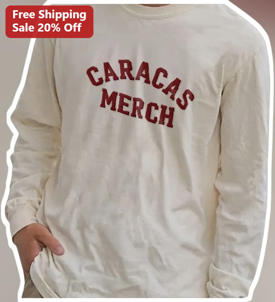 Caracas Merch Long Sleeve Tee Vintage Collegiate Streetwear Venezuela Cultural Apparel Gift available at our Los Angeles warehouse