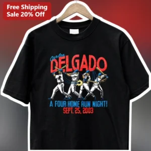 Carlos Delgado Four Home Run Night Sept. 25 2003 Vintage Baseball Tee available at our Los Angeles warehouse