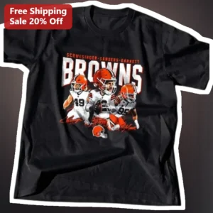 Carson Schwesinger Myles Garrett Cleveland Browns Vintage Distressed Graphic Tee NFL Fan Apparel available at our Los Angeles warehouse