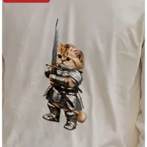 Cat Knight Armor Sword Tee Medieval Fantasy Warrior Kitten Graphic T-Shirt for Cat Lovers and RPG Ga available at our Los Angeles warehouse
