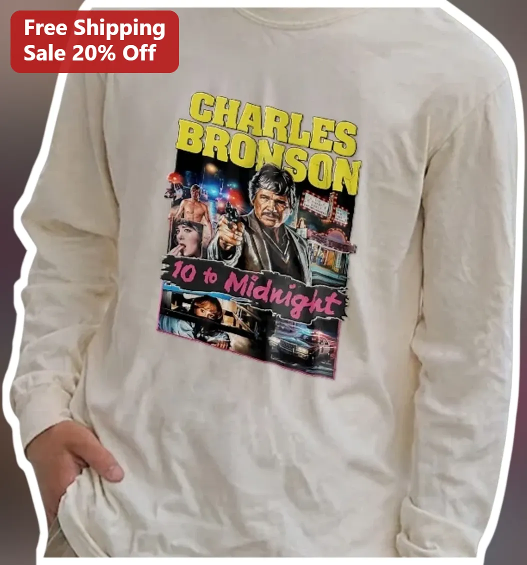 Charles Bronson 10 to Midnight Vintage Movie Poster Long Sleeve Tee available at our Los Angeles warehouse