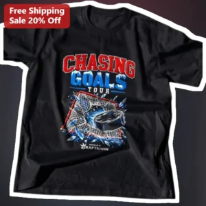 Chasing Goals Tour Hockey Graphic Tee Black Cotton Shirt for Men Women Sports Fans available at our Los Angeles warehouse