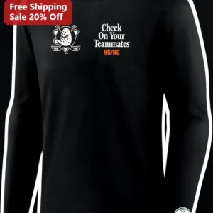 Check On Your Teammates Long Sleeve Tee Hockey Goalie Mask Ice Sports Apparel Gift available at our Los Angeles warehouse