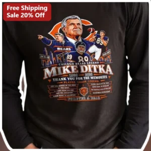 Chicago Bears Legend Mike Ditka Forever A Bear Long Sleeve Tee available at our Los Angeles warehouse