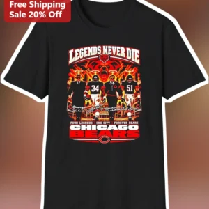 Chicago Bears Legends Never Die Vintage Football Tee Four Legends One City Forever Bears Gift available at our Los Angeles warehouse