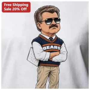 Chicago Bears Mike Ditka Caricature Tee NFL Coach Cartoon Graphic Shirt available at our Los Angeles warehouse