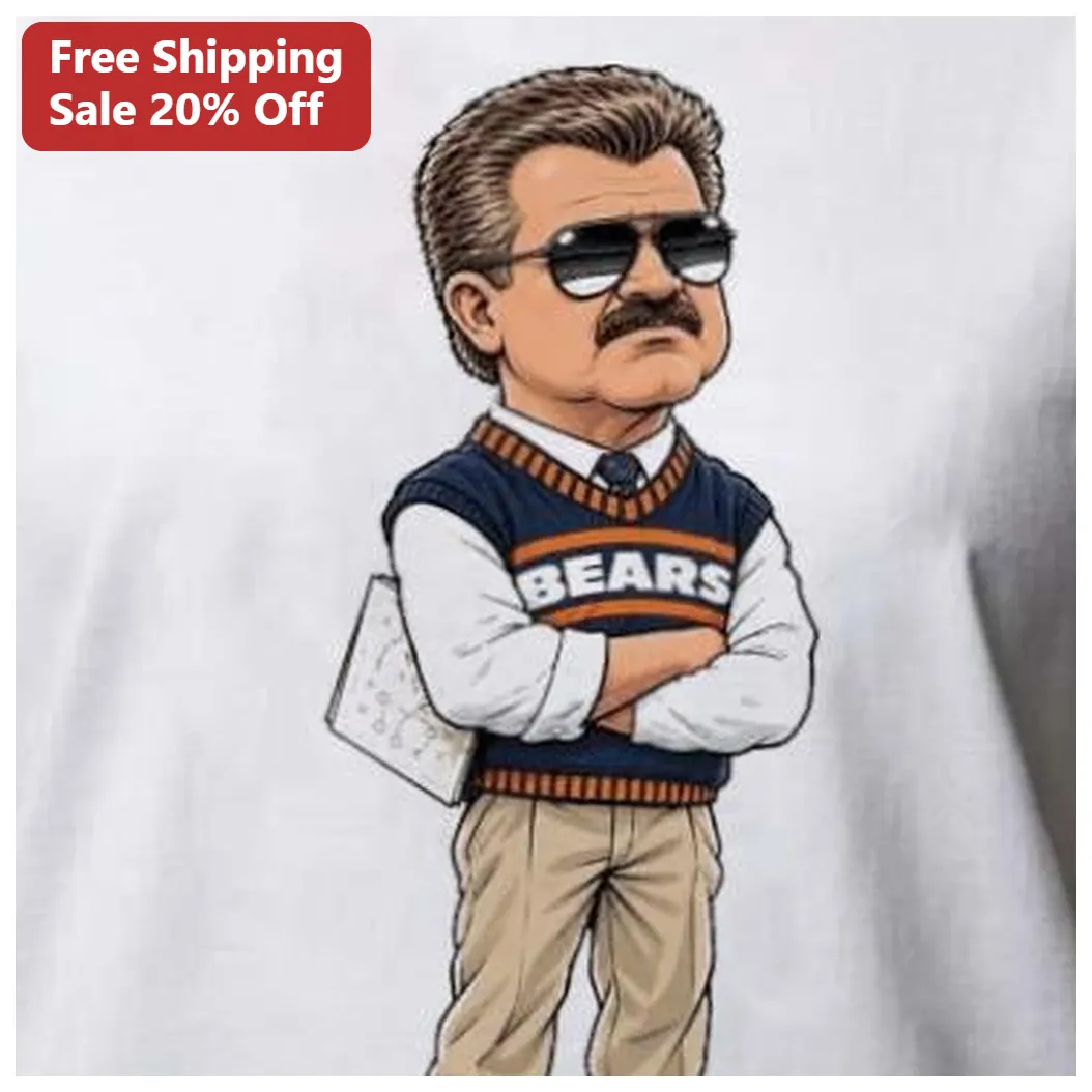 Chicago Bears Mike Ditka Caricature Tee NFL Coach Cartoon Graphic Shirt available at our Los Angeles warehouse