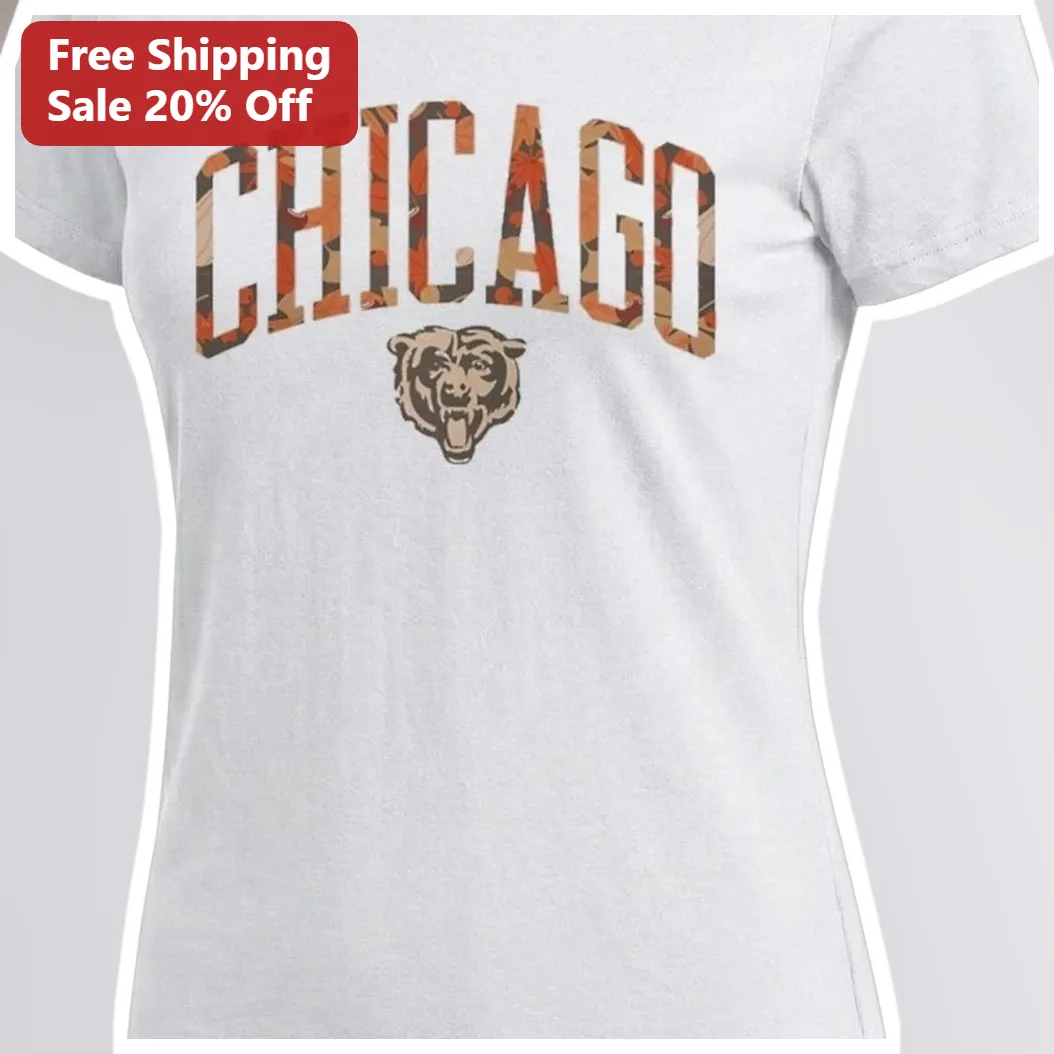 Chicago Fall Camo Bear Vintage Collegiate Tee Heather Grey Autumn Graphic Shirt available at our Los Angeles warehouse