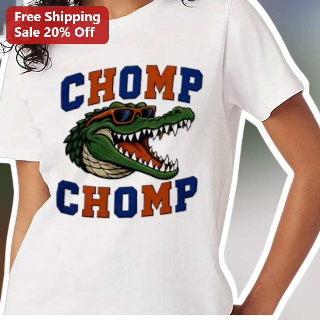 Chomp Chomp Funny Alligator Graphic Tee Kids Reptile Lover Gift available at our Los Angeles warehouse