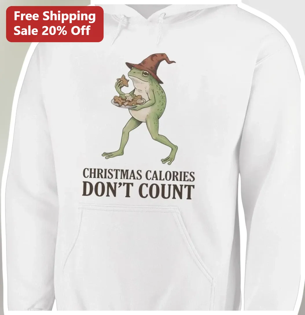 Christmas Calories Don't Count Funny Wizard Frog Hoodie Holiday Diet Joke Gift available at our Los Angeles warehouse