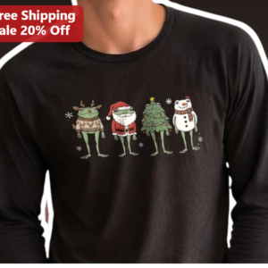 Christmas Frog Squad Long Sleeve Tee Funny Holiday Gift for Frog Lovers available at our Los Angeles warehouse