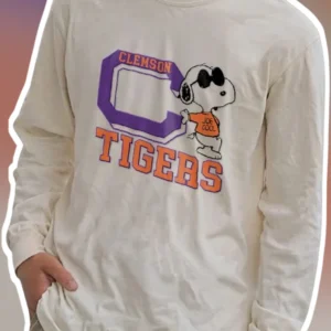 Clemson Tigers Snoopy Long Sleeve Shirt Retro Joe Cool College Football Fan Gear available at our Los Angeles warehouse