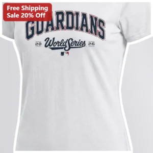 Cleveland Guardians World Series Tee 2026 Retro Varsity Graphic T-Shirt for Men Women MLB Fan Gear available at our Los Angeles warehouse