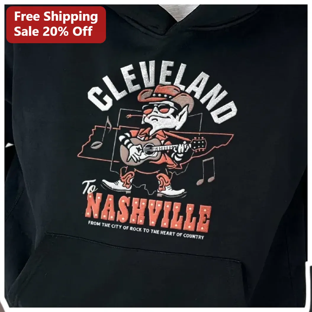 Cleveland to Nashville City of Rock Heart of Country Hoodie available at our Los Angeles warehouse