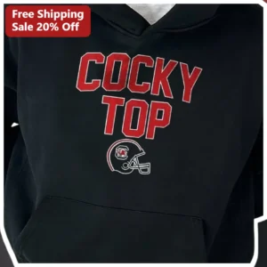 Cocky Top Hoodie Tennessee Volunteers Football Fan Gear Black Cotton Pullover available at our Los Angeles warehouse