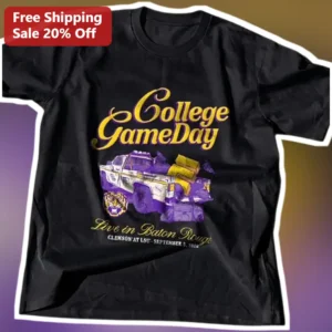 College GameDay Live in Baton Rouge Tee LSU Tigers Fan Apparel available at our Los Angeles warehouse