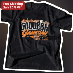 College Gameday Tee Vintage Football Memorabilia Collage Graphic Shirt for Fans Alumni Tailgate Appa available at our Los Angeles warehouse