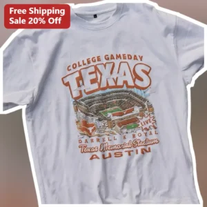 College GameDay Texas Darrell K Royal Stadium Vintage Tee UT Austin Longhorn Football Fan Gift available at our Los Angeles warehouse