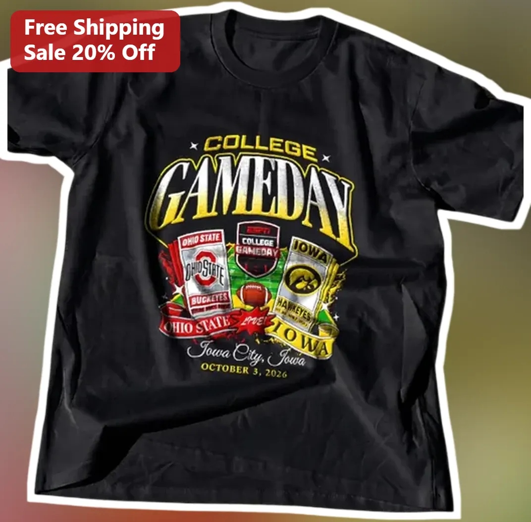 College GameDay Vintage Ohio State Iowa Football Tee available at our Los Angeles warehouse