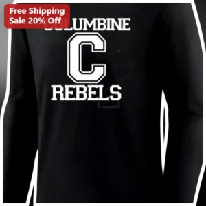Columbine Rebels Long Sleeve Shirt Retro Collegiate Distressed Vintage Spirit Wear Apparel available at our Los Angeles warehouse