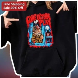 Come Outside And Play Hoodie Horror Cat Halloween...