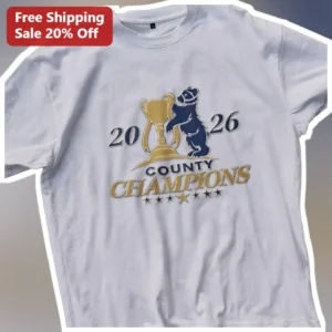 County Champions Tee Bear Mascot Trophy Victory Shirt Personalized Class of Year Gift for Sports Fan available at our Los Angeles warehouse