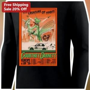 Courtney Barnett The Creature of Habit Europe UK 26 Tour Long Sleeve Tee available at our Los Angeles warehouse