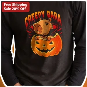 Creepy Bara Halloween Vampire Capybara Long Sleeve Shirt available at our Los Angeles warehouse