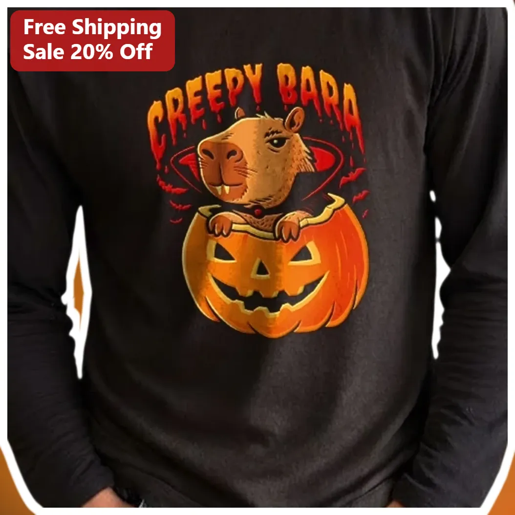Creepy Bara Halloween Vampire Capybara Long Sleeve Shirt — Los Angeles Creepy Bara Halloween Vampire Capybara Long Sleeve Shirt available at our Los Angeles warehouse