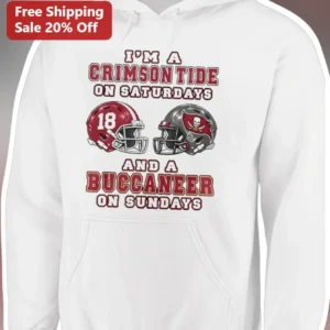 Crimson Tide Saturday Buccaneer Sunday Hoodie Alabama NFL Fan Gift available at our Los Angeles warehouse