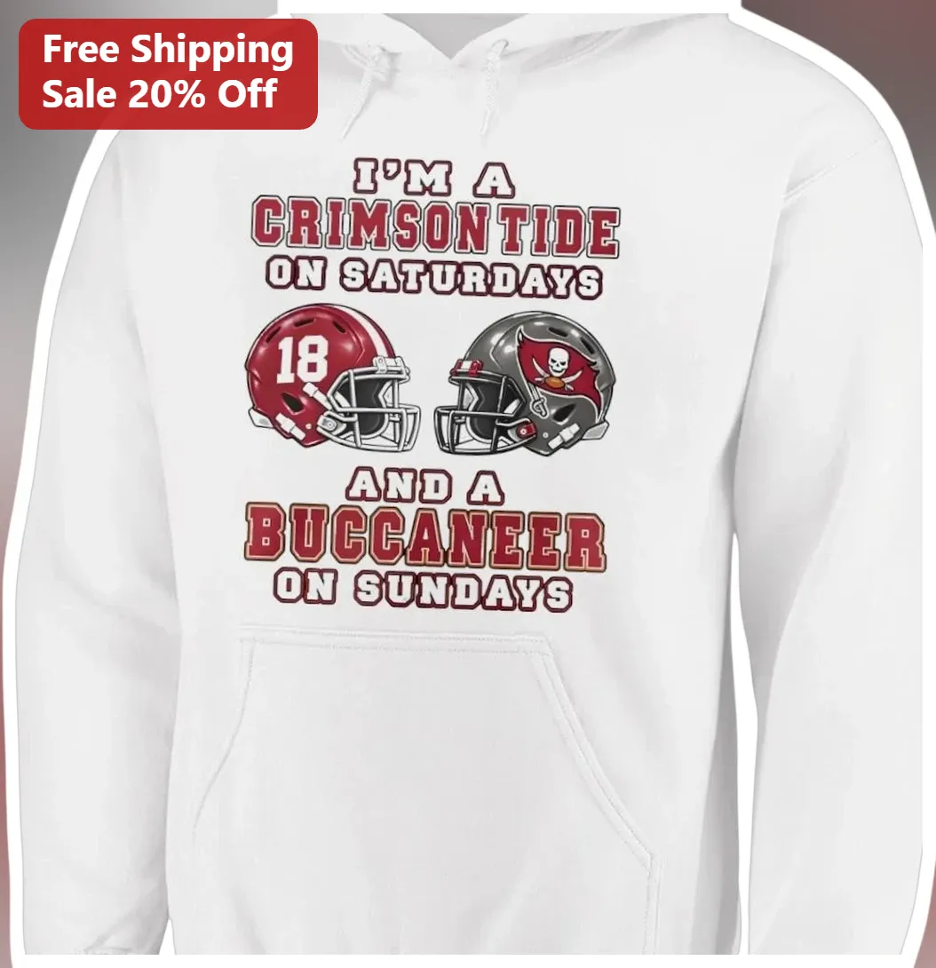 Crimson Tide Saturday Buccaneer Sunday Hoodie Alabama NFL Fa — Los Angeles Crimson Tide Saturday Buccaneer Sunday Hoodie Alabama NFL Fan Gift available at our Los Angeles warehouse