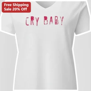 Cry Baby Tee Y2K Grunge Distressed Typography Graphic T-Shirt for Women available at our Los Angeles warehouse