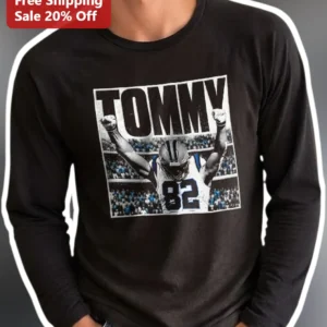 Custom Football Player Long Sleeve Tee Personalized Name Number Gift for Athletes available at our Los Angeles warehouse
