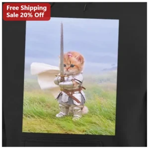 Cute Kitten Knight Fantasy Graphic Tee for Cat Lovers available at our Los Angeles warehouse