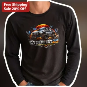 Cybertruck Festival Long Sleeve Tee Tesla Fans Automotive Event Apparel available at our Los Angeles warehouse