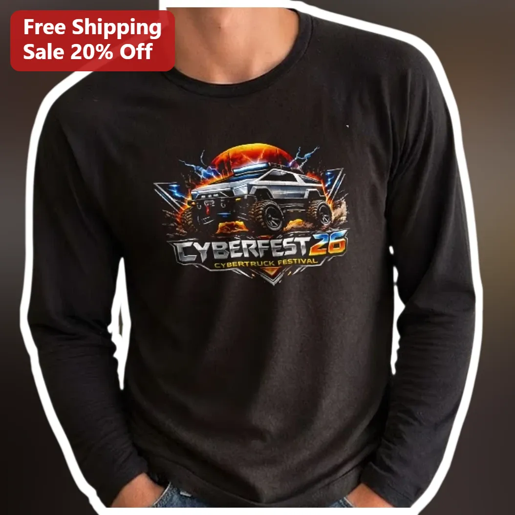 Cybertruck Festival Long Sleeve Tee Tesla Fans Automotive Event Apparel available at our Los Angeles warehouse
