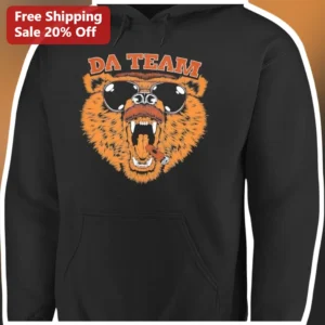 DA Team Hoodie Chicago Bears Fan Gift Funny Roaring Bear Sunglasses Graphic Pullover available at our Los Angeles warehouse
