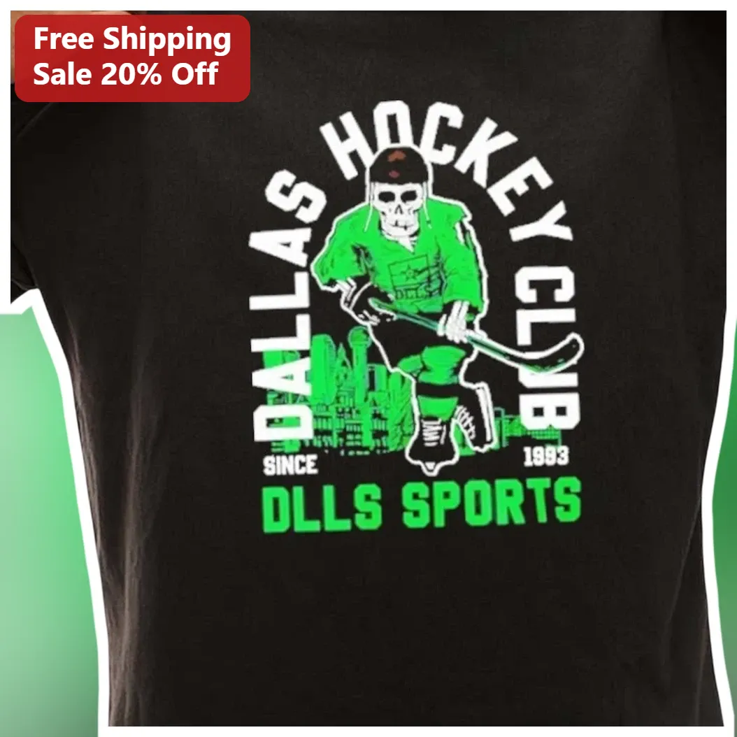 Dallas Hockey Club DLLS Sports Tee Skeleton Player Vintage G — Los Angeles Dallas Hockey Club DLLS Sports Tee Skeleton Player Vintage Graphic Shirt available at our Los Angeles warehouse