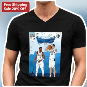 Dallas Mavericks Tee Retro Comic Book Style Graphic T-Shirt for Men Women NBA Fan Gear Black available at our Los Angeles warehouse