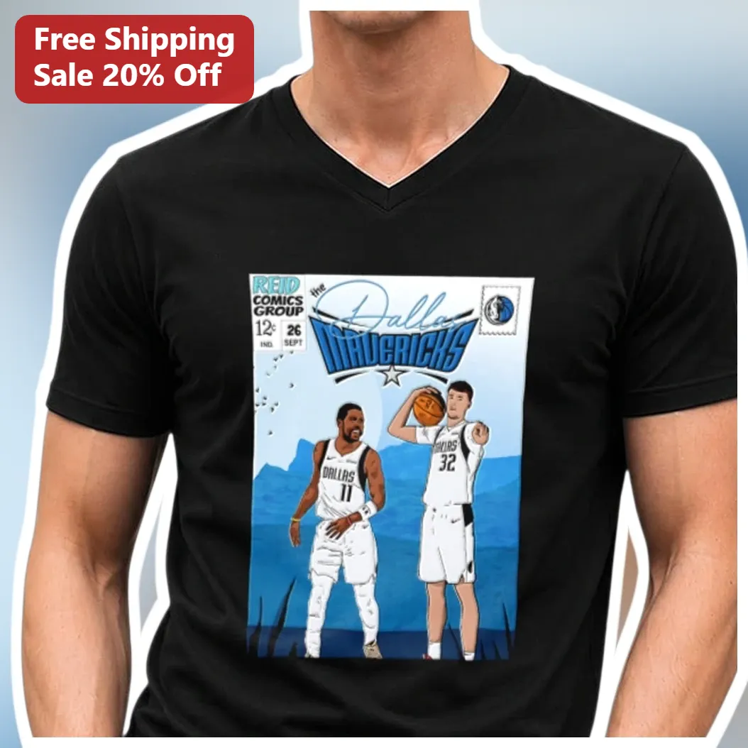 Dallas Mavericks Tee Retro Comic Book Style Graphic T-Shirt for Men Women NBA Fan Gear Black available at our Los Angeles warehouse