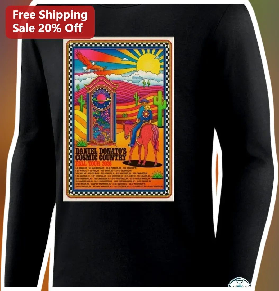 Daniel Donato Cosmic Country Fall Tour 2026 Long Sleeve Tee Psychedelic Western Jam Band Merch available at our Los Angeles warehouse