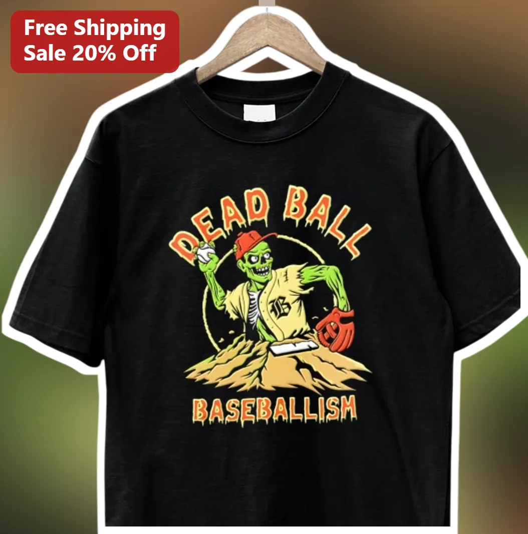 Dead Ball Baseballism Tee Vintage Zombie Pitcher Graphic Shirt for Baseball Fans available at our Los Angeles warehouse