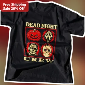 Dead Night Crew Tee Horror Movie Fans Ghostface Frankenstein Jason Halloween Shirt available at our Los Angeles warehouse