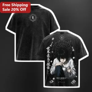 Death Note X Kings L Lawliet Tee Anime Streetwear Graphic Shirt available at our Los Angeles warehouse