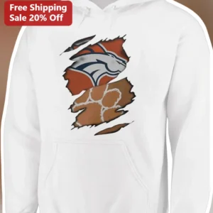 Denver Broncos Horse Logo Hoodie Distressed Charging Horse Mascot NFL Fan Apparel available at our Los Angeles warehouse