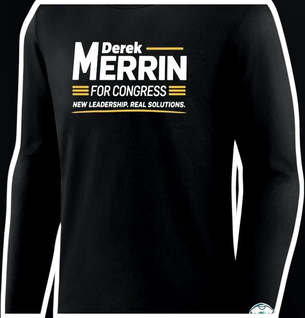 Derek Merrin for Congress New Leadership Real Solutions Long — Los Angeles Derek Merrin for Congress New Leadership Real Solutions Long Sleeve Tee available at our Los Angeles warehouse