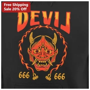 Devil Hannya Mask Hoodie Heavy Metal Gothic Streetwear Apparel available at our Los Angeles warehouse