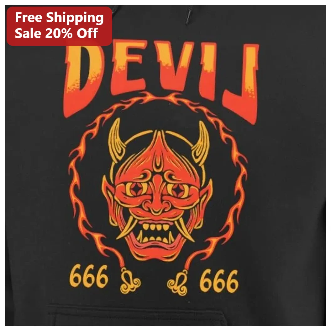 Devil Hannya Mask Hoodie Heavy Metal Gothic Streetwear Apparel available at our Los Angeles warehouse