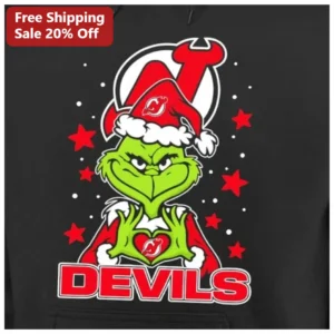 DEVILS Hoodie Grinch New Jersey Devils NHL Fan Holiday Gift available at our Los Angeles warehouse