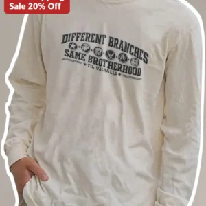 Different Branches Same Brotherhood Til Valhalla Military Long Sleeve Tee available at our Los Angeles warehouse